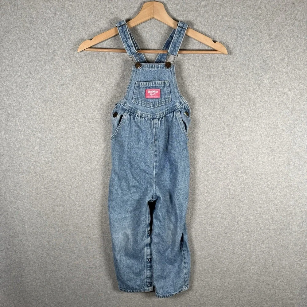 Vintage oshkosh overalls girls 4T denim blue made USA 90s